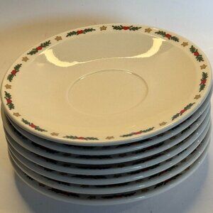 O’ Christmas Tree Saucers (8) | Santa’s Cookie Plates | 1989 Stoneware